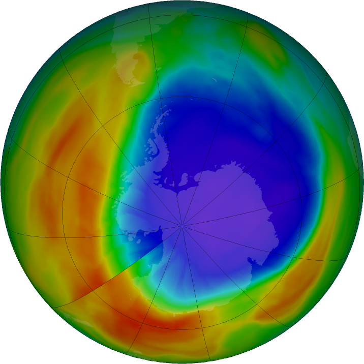 Antarctic ozone map for 28 September 2025